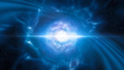 An artist's impression of the explosion following the merger of the two neutron stars into a kilanova