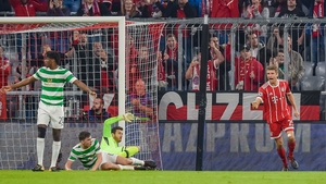 Thomas Muller celebrates scoring Bayern's first