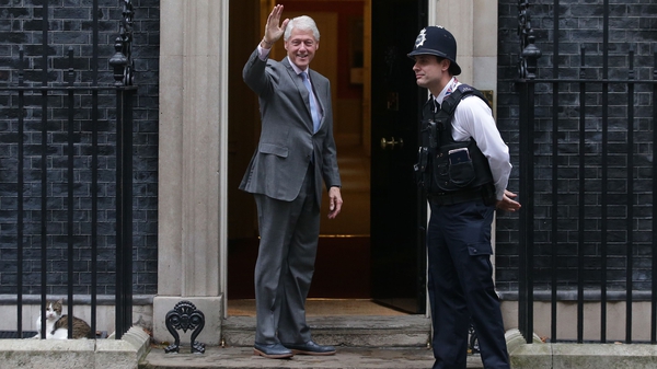 Bill Clinton arriving at Number 10 this morning for talks with Theresa May
