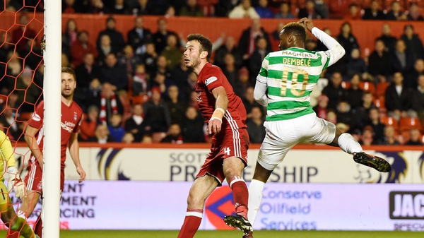 Celtic's Moussa Dembele scores his side's third goal of the game
