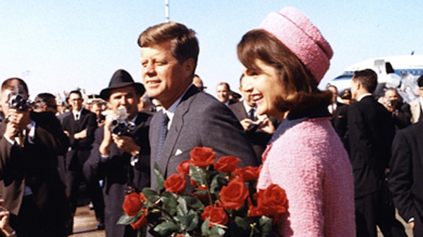 US President John F Kennedy arrives in Dallas on the morning of his assassination