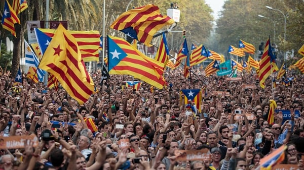 Supporters of Catalan independence at a rally in 2017