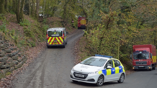 Emergency services at the scene in rural Wales