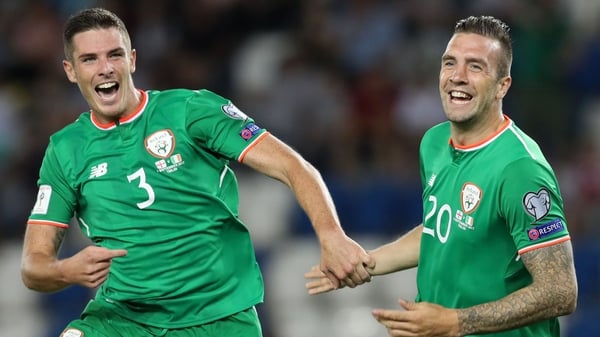 Ciaran Clark (L) and Shane Duffy are likely to line up in the heart of the Irish defence on Saturday night