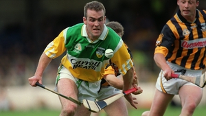 Offaly's Kevin Martin battles for possession against Kilkenny in 2000