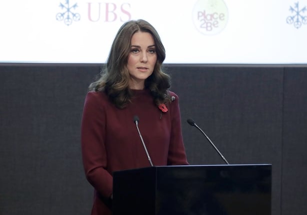 Catherine, Duchess Of Cambridge speaks at the annual Place2Be School Leaders Forum at UBS London on November 8, 2017 in London, England.