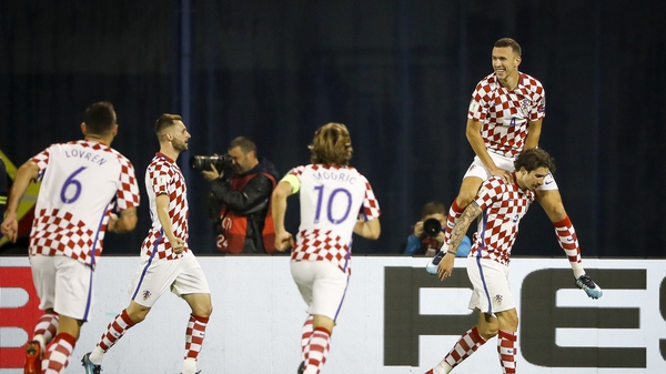 Croatia's Ivan Perisic celebrates against Greece.