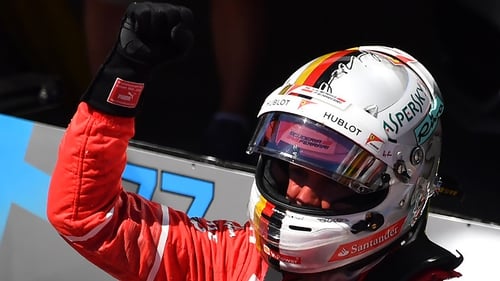 Sebastian Vettel salutes the crowd after victory in the Brazilian Grand Prix