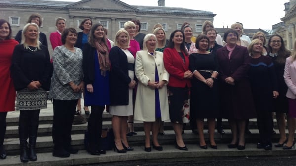 Oireachtas Women's Caucus outisde Leinster House today