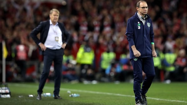 Republic of Ireland manager Martin O'Neill (R) suffered the worst defeat of his time in charge