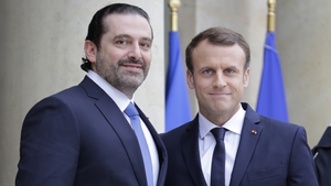 Saad al-Hariri and French President Emmanuel Macron in Paris
