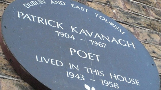 Plaque outside 62 Pembroke Road where Patrick Kavanagh lived for 15 years