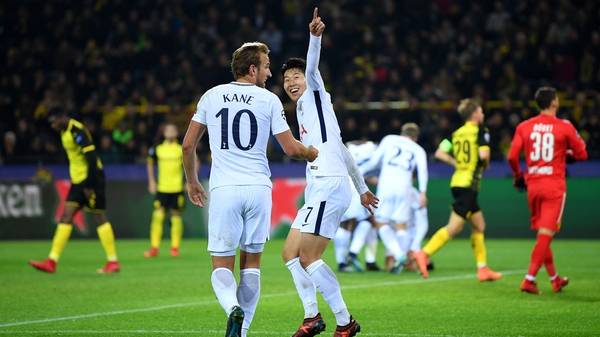 Son Heung-min and Harry Kane celebrate after the former put Spurs 2-1 up