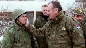 General Ratko Mladic speaks to a Serbian soldier in February 1994 on the outskirts of Sarajevo