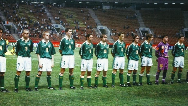 Irish players and management celebrate claiming third at the 1997 Youth World Cup in Malaysia