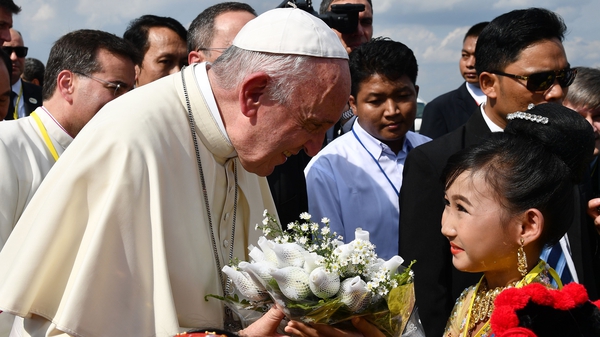 Thousands of Catholics have travelled to Yangon to greet the Pope