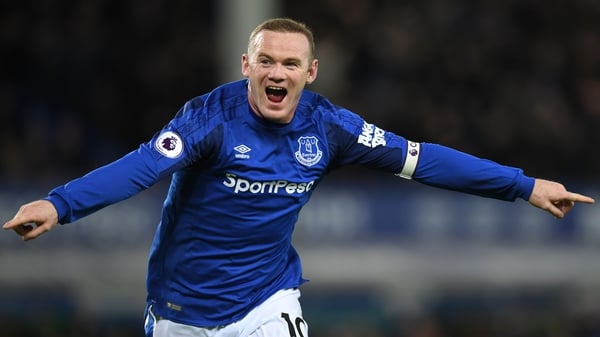 Wayne Rooney celebrates his second goal for Everton against West Ham