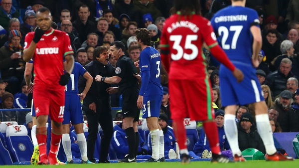Chelsea manager Antonio Conte was sent off