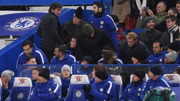 Antonio Conte heads for the stands