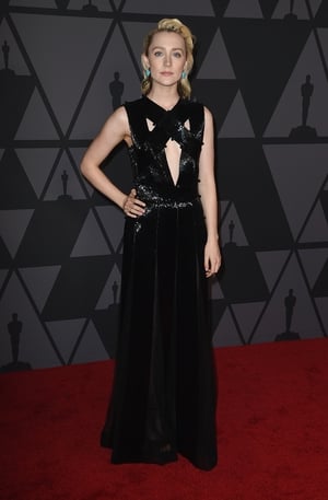 Saoirse looks all grown up in this glittering black gown by Ralph & Russo at the Academy of Motion Picture Arts and Sciences' 9th Annual Governors Awards.