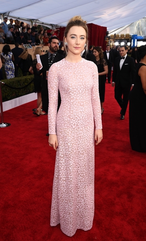 For the 2016 Annual Screen Actors Guild Awards, the actress looked pretty in pink with this full length Michael Kors gown.