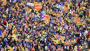 A sea of around 45,000 pro-Catalonia protesters demonstrated in Brussels