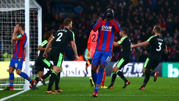 Christian Benteke reacts after missing a last-minute penalty having converted a first-half effort