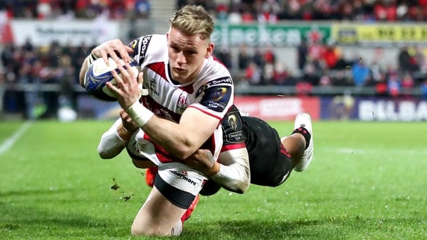 Ulster's Craig Gilroy scores a try