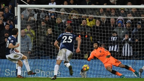 Jay Rodriguez scores from the penalty spot against Arsenal