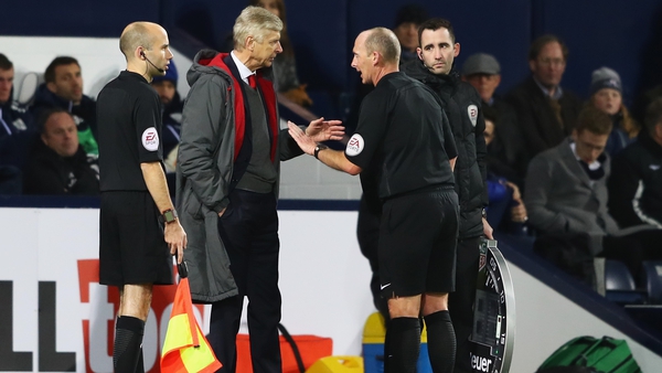 Arsene Wenger was unhappy with Mike Dean's decision to award West Brom a penalty at the Hawthorns