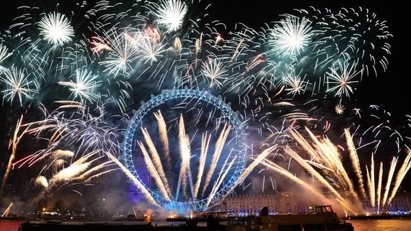 There were colourful firework displays in Sydney, Hong Kong and London (above)