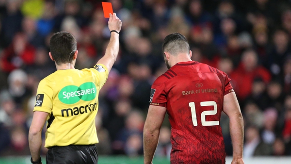Munster's Sammy Arnold is given his marching orders by match referee Sean Gallagher
