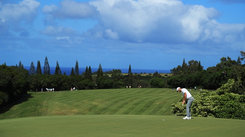 Dustin Johnson putts on the 15th green during the third round of the Sentry Tournament of Champions at Plantation Course at Kapalua Golf Club