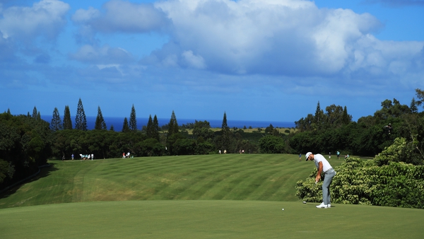 Dustin Johnson putts on the 15th green during the third round of the Sentry Tournament of Champions at Plantation Course at Kapalua Golf Club