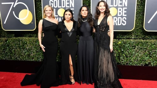 Reese Witherspoon, Eva Longoria, Salma Hayek and Ashley Judd were among the stars wearing black at this year's Golden Globes