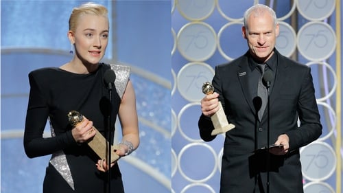 Saoirse Ronan and Martin McDonagh accept their awards