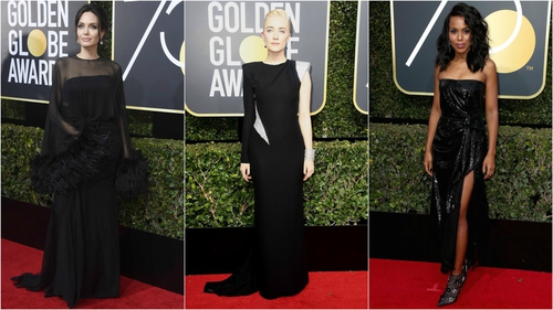 Hollywood paints the red carpet black at Golden Globes
