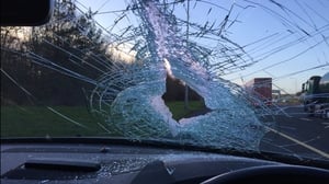 Damage to the windscreen on the M50