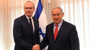 Tánaiste Simon Coveney pictured with Israeli Prime Minister Benjamin Netanyahu