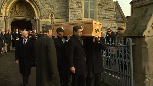 Peter Sutherland was buried after funeral mass in Donnybrook church