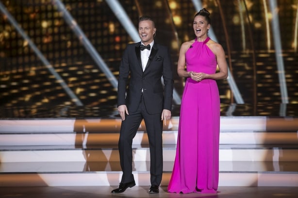 A full length look at Nicky Byrne and Amanda Byram on stage