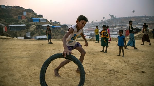 Children play at the Balukhali refugee camp in Bangladesh