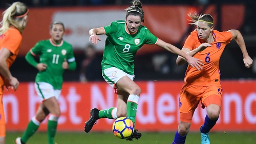 Leanne Kiernan in action against the Netherlands
