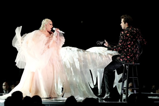 Lady Gaga and Mark Ronson perform at the Grammys in Madison Square Garden