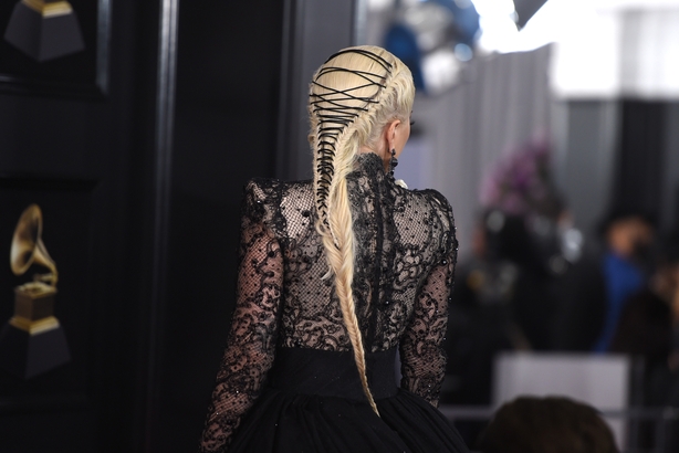 A look at the detail in Gaga's corset braid
