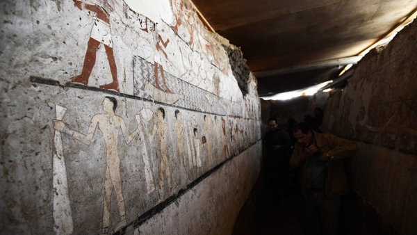 rare wall paintings inside the tomb of Old Kingdom priestess Hetpet