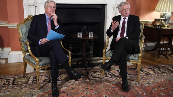 Michel Barnier (l) and David Davis have been meeting in Downing Street