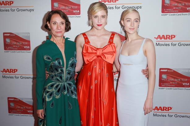Laurie Metcalf, Greta Gerwig and Saoirse Ronan attend AARP's 17th Annual Movies For Grownups Awards
