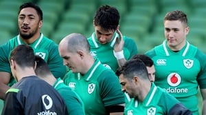 Larmour, back right, gets ready for his first Ireland senior team shot