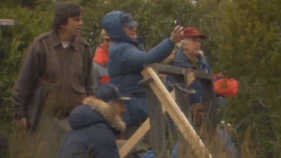 Neil Jordan and crew on set of 'High Spirits', Dromore Castle, County Limerick (1988)